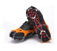Crampons for Hiking Boots, Stainless Steel Snow Grips for Boots and Shoes, Ice Crampons with 10 Spikes for Hiking Climbing Fishing Walking Mountaineering (Orange, 8 teeth)
