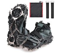 Crampons Ice Cleats Traction, Snow Grips Ice Grippers for Hiking Boots Anti-Slip 19 Stainless Steel Studs Traction Crampons Safe Protect for Winter Walking Running Climbing Fishing
