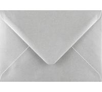 Cranberry 50 Pack Small C7 Silver Envelopes - 82mm x 113mm - Metallic Pearlescent Shimmer - Gummed 100gsm - A7 Fit