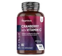 Cranberry Capsules - 180 Capsules - Upto 6 Months Supply - with Vitamin C