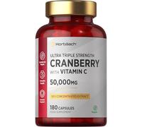 Cranberry Capsules 50,000mg | High Strength Cranberry Extract (Vaccinium Macrocarpon) with Vitamin C | 180 Vegan Capsules | Supplement for Women & Men | by Horbaach