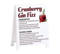 Cranberry Gin Fizz Christmas Bar Desk Decor Sign Winter Holiday Cocktail Table Decoration for Home Party Kitchen Countertop Display Christmas Gifts White Elephant Gifts