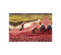 Cranberry Pattern Placemats Set Of 6, 12 X 18 Inch Seasonal Summer Table Mats For Party Kitchen Dining Decoration