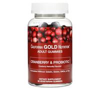 Cranberry & Probiotic Gummies with Cranberry Concentrate, Fructooligosaccharides and Bacillus coagulans, Natural Cranberry, 90 Vegetarian Gummies, California Gold Nutrition