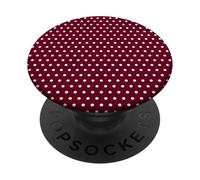 Cranberry Red with White Dots Retro Minimalist Pattern PopSockets Adhesive PopGrip