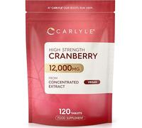 Cranberry Tablets for Women & Men 12,000mg | 120 High Strength Vegan Supplements | 2 Months Supply | 50:1 Cranberry Concentrate Extract | Carlyle