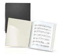CRANBURY Sheet Music Folder 8.5x11 - Dual Use Music Holder (Black), Store Inside 24 Protective Sleeves or Write on Exposed Pages Outside Sleeves, 8.5 x 11 Spiral Notebook Binder Organizer, Lay Flat