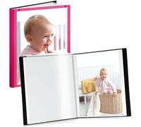 CRANBURY Small Picture Book for 5x7 Photos,(Pink, 2 Pack), Art Portfolio 7x5 Binder with Customizable Cover, Art Presentation Folder for Postcards or Picture Storage, Kids Photo Albums 5x7