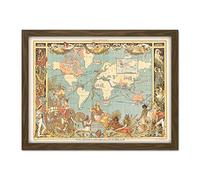 Crane 1886 Pictorial Map British Empire World Large Framed Art Print Poster Wall Decor 18x24 in