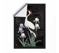 Crane Among Irises Japandi Unframed Wall Art Print A1 (84.1×59.4cm), Wall Decor for Living Room, Bedroom, Office & Home, Art Gift
