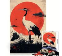 Crane And Rising Sun Japanese Teenagers 1000 Piece Jigsaw Puzzle Brain Skill Quality Print Pattern Build Ideal Decor (38x26cm)
