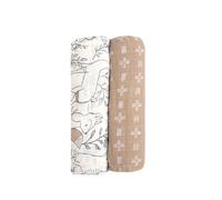 Crane Baby 100% Cotton Muslin Swaddle Blankets, Set of 2, 47" x 47", Boho Woodland Baby, Forest Animals Swaddle, Neutral Baby Items
