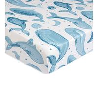 Crane Baby Ocean Crib Sheet, 100% Cotton Fitted Sheet, 28" x 52", Crib Sheets for Boys, Toddler Bed Sheets, Ocean Nursery Decor