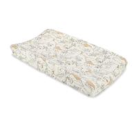 Crane Baby Woodland Quilted Changing Pad Cover, Animal Fox Print, Cotton Sateen, Secure Elastic Fit, Neutral Woodland Animal Nursery Decor for Boys and Girls, Diaper Changing Pad Cover