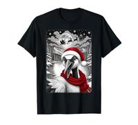 Crane Bird Christmas Selfie Full Moon Night Starry Sky Xmas Value Graphic T-Shirt