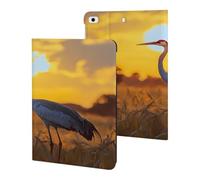 Crane Bird Wheat Field Sunset Compatible with iPad Protective Case ipad Mini 1/2/3/4/5 (7.9in)