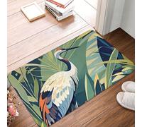 Crane Bird Wild Plants Door Mat Heavy Duty Indoor Outdoor Doormat Non-Slip Absorbent Dirt Trapper Entry Rug Low-Profile Washable Floor Mats Flannel Bath Mat 16 x 24 Inch