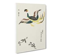 Crane Birds In Flight By Taguchi Tomoki Canvas Print | Gallery Wrapped 30mm Frame Wall Art | 20x14 inches | Ready to Hang | Asian Bird Picture | Living Room Bedroom Lounge Office