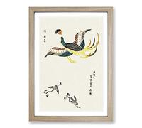 Crane Birds in Flight by Taguchi Tomoki Framed Print | A2 Oak Framed Wall Art | Ready to Hang | Modern Animal Picture | Living Room Bedroom Lounge Office