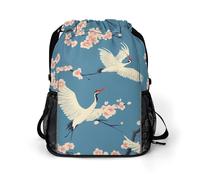 Crane Birds Japanese Cherry1 Flowers Gym Bag with Shoe Compartment 30L Backpack