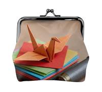 Crane Bullet Shell Leather Coin Purse for Women-Small Kiss Lock Wallet, Mini Card Holder for Keys Lipstick, Cute Change Purse for Travel