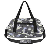 Crane Cherry Blossom Kids Overnight Duffle Bags for Girls Boys, Japanese Style Lightweight Sports Gym Bag for Kids，Small Overnight Weekender Carry on Travel Bags Dance Bag, Crane Cherry Blossom, 18.5L