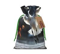 crane dancing Christmas Gift Bags with Tags & Ribbon Ties, Xmas Drawstring Candy Treat Bag Christmas Gifts Sacks Reusable Gift Wrapping Bags for Holiday Party Favors Small