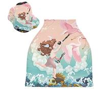 Crane Flamingo Fish Baby Car Seat Cover Canopy Stretchy Nursing Covers Breathable Windproof Winter Scarf for Infant Breastfeeding Boys Girls