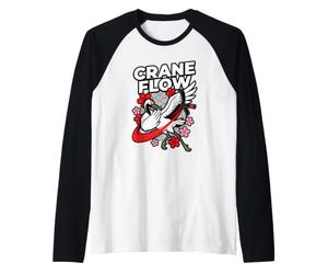 Crane Flow Enthusiast Culture Lover Japanese Martial Arts Raglan Baseball Tee