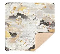 Crane Flower Japanese Pattern Soft Foam Baby Play Mat for Floor Non-Toxic Infant Play Activity Mat for Babies Infants Toddlers, 50'' x 50''