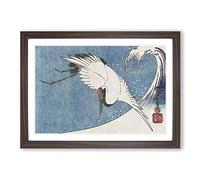 Crane Flying Over a Wave by Utagawa Hiroshige Framed Print | A2 Walnut Framed Wall Art | Ready to Hang | Asian Animal Picture | Living Room Bedroom Lounge Office