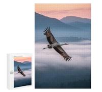 Crane Flying over Misty Mountains Jigsaw Puzzle, 1000 PCS, Indoor Activity for The Home, An Absorbing Project for Relaxed Weekends, at Home