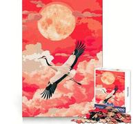 Crane in Flight Under Full Moon 1000 Piece Jigsaw Puzzles for Adults Teenagers DownTime Game Rich Color Real Challenge Wall Accent (50x75cm)