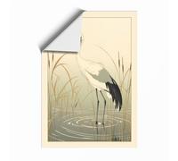 Crane in Still Waters Japandi Unframed Wall Art Print A1 (84.1×59.4cm), Wall Decor for Living Room, Bedroom, Office & Home, Art Gift