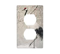 Crane in The Snow Outlet Cover Light Switch Cover Decorative 1 Gang Wall Plate for Kitchen Room Bathroom Size 7x11.4cm