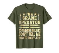 Crane Operator Heavy Equipment Crane T-Shirt, Men, Olive Green, Large