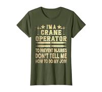 Crane Operator Heavy Equipment Crane T-Shirt, Women, Olive Green, Medium