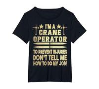 Crane Operator Heavy Equipment Crane T-Shirt, Women's Plus, Black, 5X