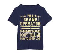 Crane Operator Heavy Equipment Crane T-Shirt, Women's Plus, Navy Blue, 5X