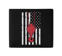 Crane Operator U.S.A Flag Patriotic Leather Bifold Wallet for Men Slim Card Cases with 2 Slots Minimalist Coin Purs