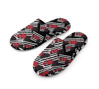 Crane Operator U.S.A Flag Patriotic Men's Memory Foam Slippers Lightweight Flannel Slip On House Shoes for Indoor Outdoor 41-42_（7.5-8.5）
