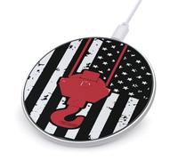 Crane Operator U.S.A Flag Patriotic Wireless Charger with USB Cable Portable Wireless Charging Pad Compatible with iPhone Galaxy Series