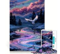 Crane over A Rainbow River Puzzle for Teenagers 1000 Pieces Tension Relief Firm Edge Playful Challenge Home Decor (50x75cm)