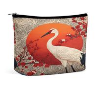 Crane Plum Blossom Sunset Water Makeup Bag, Travel Toiletry Organizer, Cosmetic Pouch for Women, Birthday Presents for Mom Girls Women Sisters