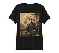 Crane Samurai Vintage Japanese Kimono Katana Warrior Art Premium T-Shirt