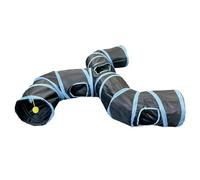 Crane Shaped Cat Tunnel - Cat Skin Play Toy | Foldable Blue-Black Polyester Rolling Dragon Toys, 500 G | 130 X 100 cm Interactive Pet Tunnel for Indoor, with Built-in