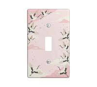 Crane Single Light Switch Cover Plate, Eastern Nature Cloud Petal Spring Peach Plastic Standard Size Switch Plate Decorative for Living Room Bedroom Home Office Decor (Single)