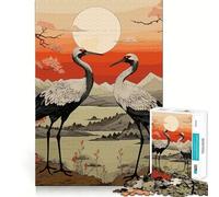 Crane Winter Migration 1000 Piece Jigsaw Puzzles for Adults Cognitive Boost Snug Edge Fun Play Table Accent (38x26cm)