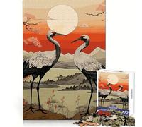 Crane Winter Migration 1000 Piece Jigsaw Puzzles for Adults Cognitive Boost Snug Edge Fun Play Table Accent (38x26cm)