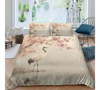Cranes, A Calm, Mirror-like Surface of Water, And Cherry Blossoms in Full Bloom 3D Print Kids Bedding Set 3 Pieces Ultra Soft Microfiber Comforter Cover Quilt Cover,Shrink & Fade Resistant King（220x2